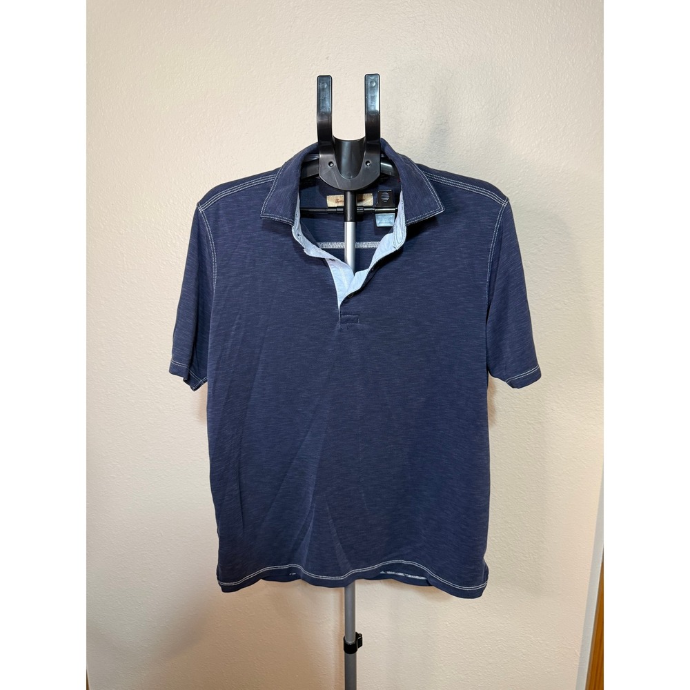 Tommy Bahama Mens Blue Modal Blend Slub Knit Short Sleeve Polo Shirt Size M